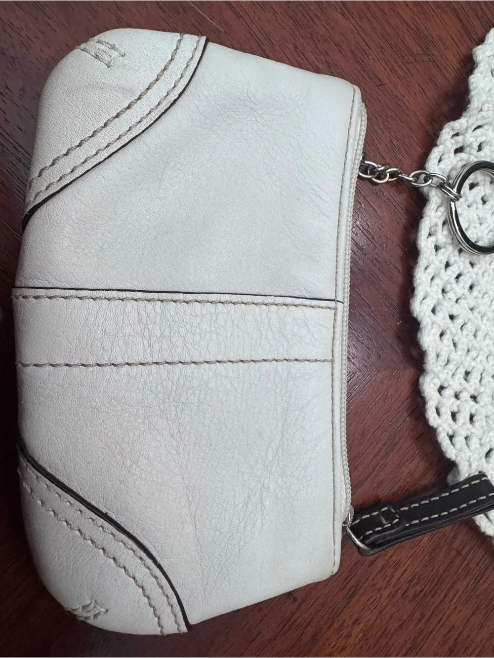 Vintage Coach Soho Cream Pebbled Leather Crossbody Bag & Wristlet Set